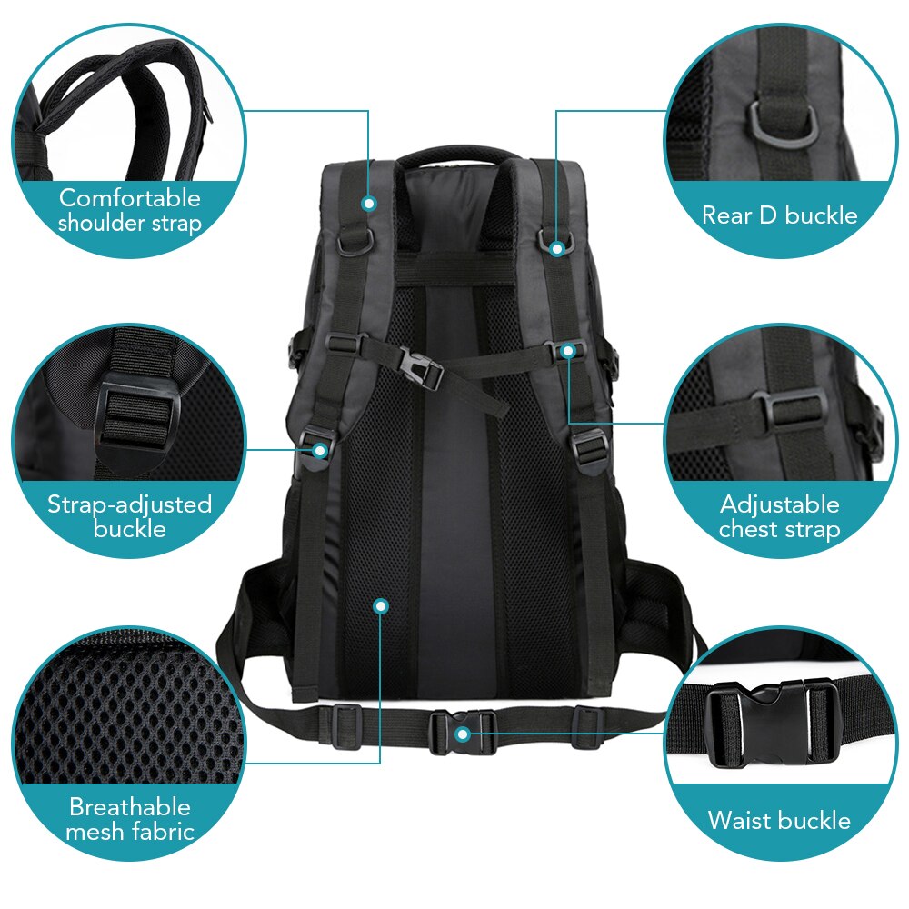 60L Outdoor Camping Backpack Waterproof Trekking Backpack Large Capacity Hiking Cycling Climbing Sports Backpack for Men Women