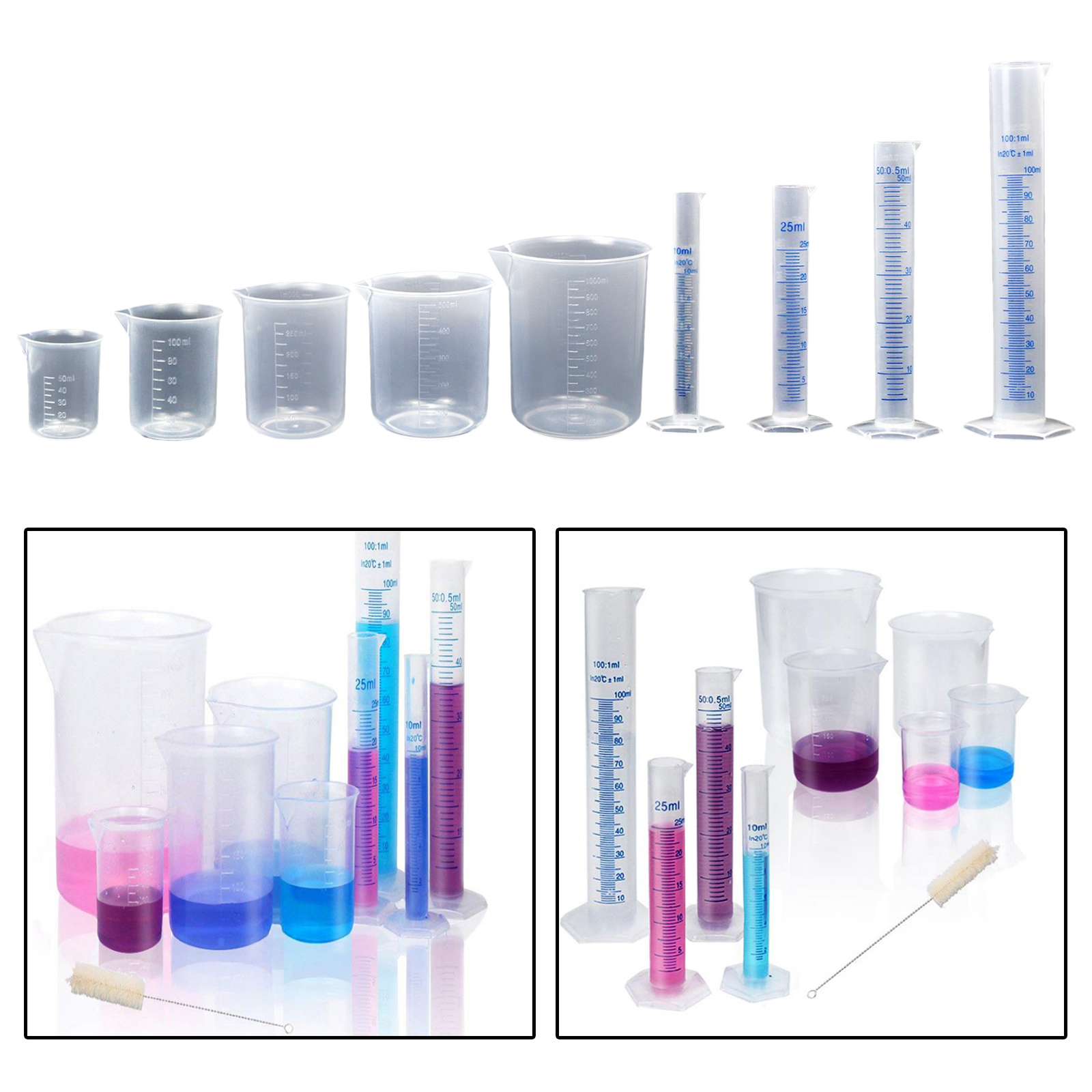 Plastic Cylinders and Beakers Set Cylinders and Beakers Set for Home and School Science Lab