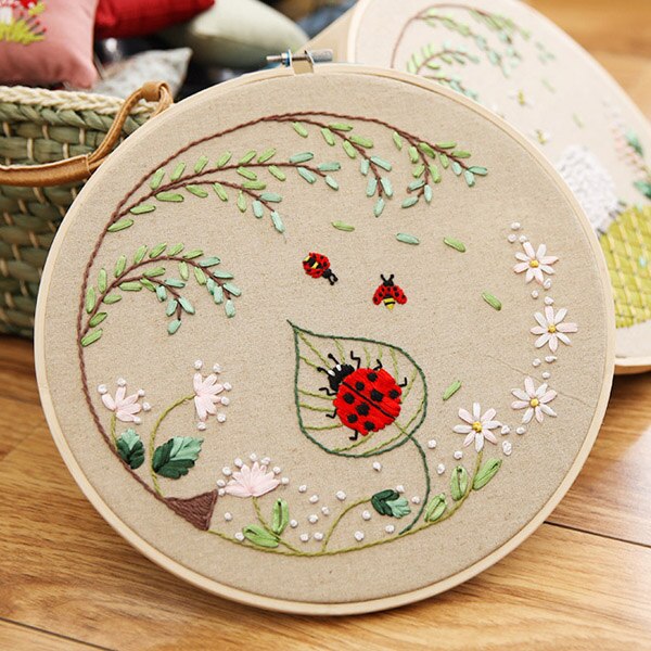 Avec cadre bricolage rubans broderie pour débutant kits de couture point de croix dessin animé animaux art mural décoration chambre bébé: C 25 x 25cm
