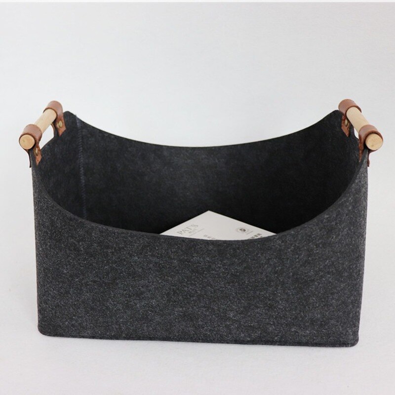 Cesta de almacenamiento plegable de fieltro para baño, organizador con asa para juguetes, armario, caja de almacenamiento de ropa, color gris