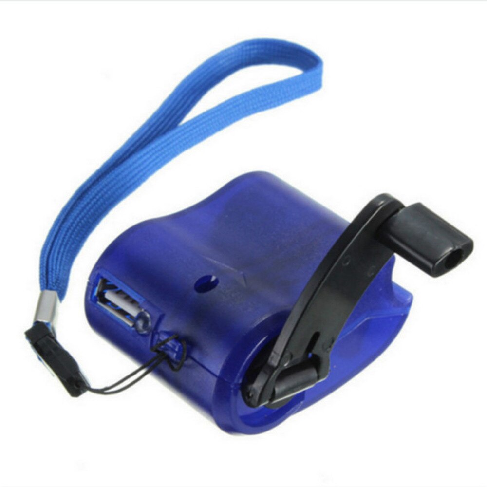 Portable Hand Cranked Power Dynamo Generator Outdoor Emergency USB Charger for Mobile Phone Camera Travel Charger: Blue
