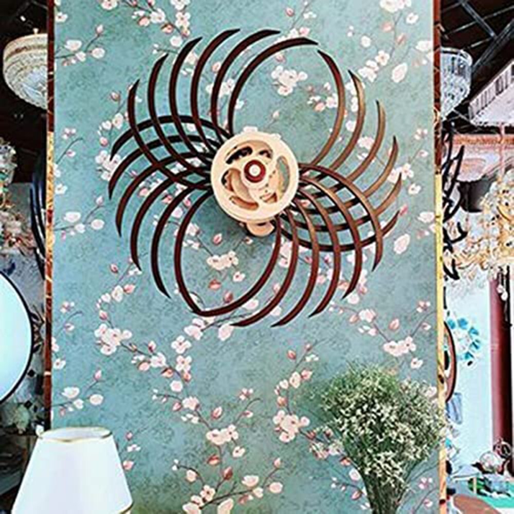 3D Energy Wall Rotating Windmill Wooden Sculpture Kinetic Geometric Patterns Exquisite Structural For Home Decoration Ornaments