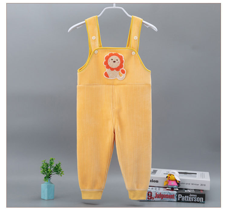 Crianças além de veludo macacão de malha outono inverno bebê bonito dos desenhos animados bib harem calças meninos meninas bolso malha macacões: Rosa / 12 m