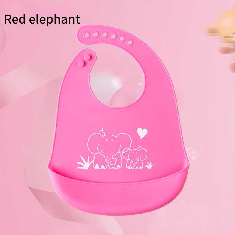 Baberos ajustables de silicona para bebé, babero de grado alimenticio suave y cómodo a prueba de aceite, impermeable, toalla de Saliva, almuerzo, alimentación: Rosa