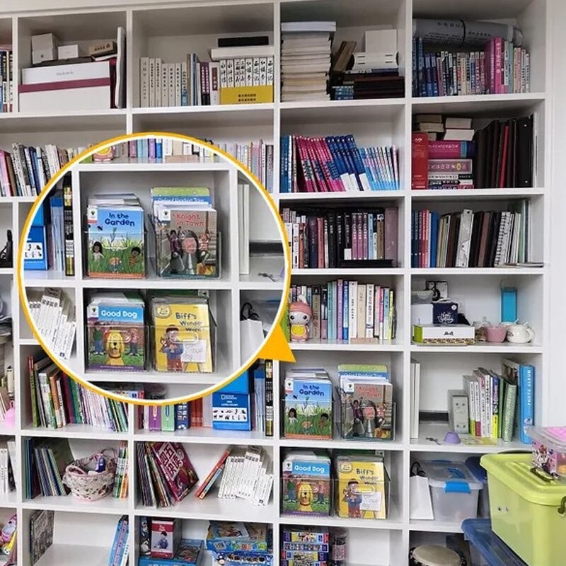 Desktop Book Storage Container Student Picture Books Organizer Transparent Makeup Storage Box Basket Desktop Decoration Basket