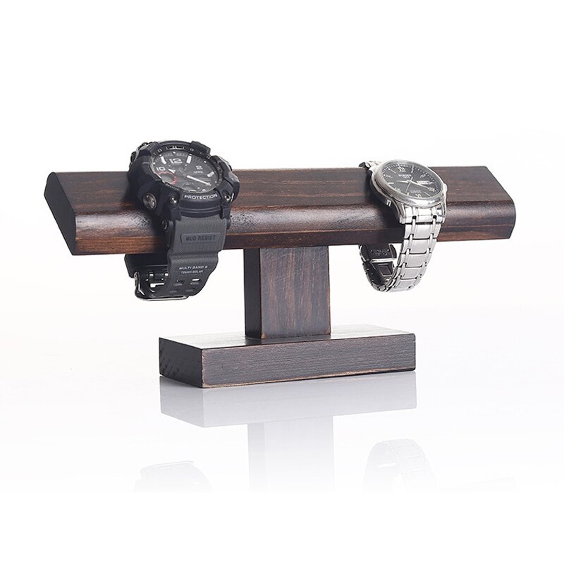 Inclined Display Solid Wood Watch Display Rack Hand Jewelry Display Rack Bracelet Hanging Display Props: Brown paint-A