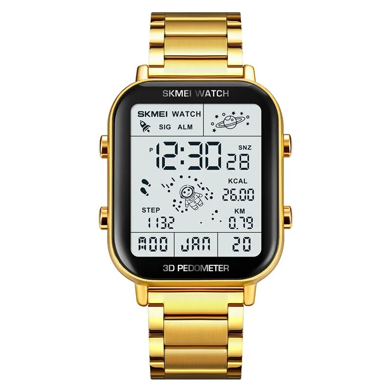 Skmei rücklicht Anzeige Sport pedo Meter Digital uhren herren stoppuhr Countdown armbanduhr kalender kalorien berechnungs uhr: Kaffee