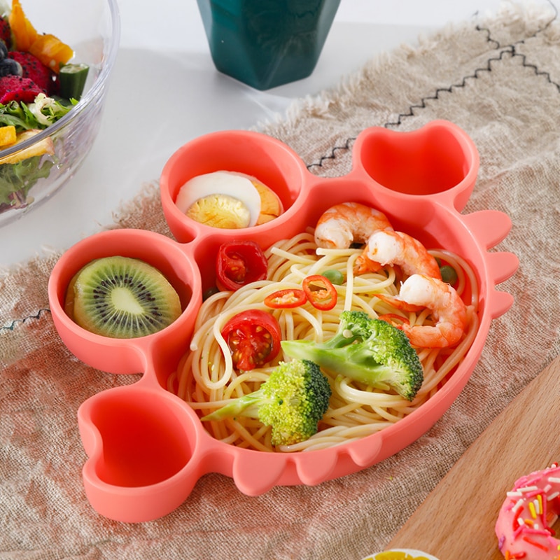 Baby Kommen Diner Platen Siliconen Zuig Feeding Servies Bpa Gratis Antislip Baby Gerechten Krab Voedsel Voeden Kom voor Kids