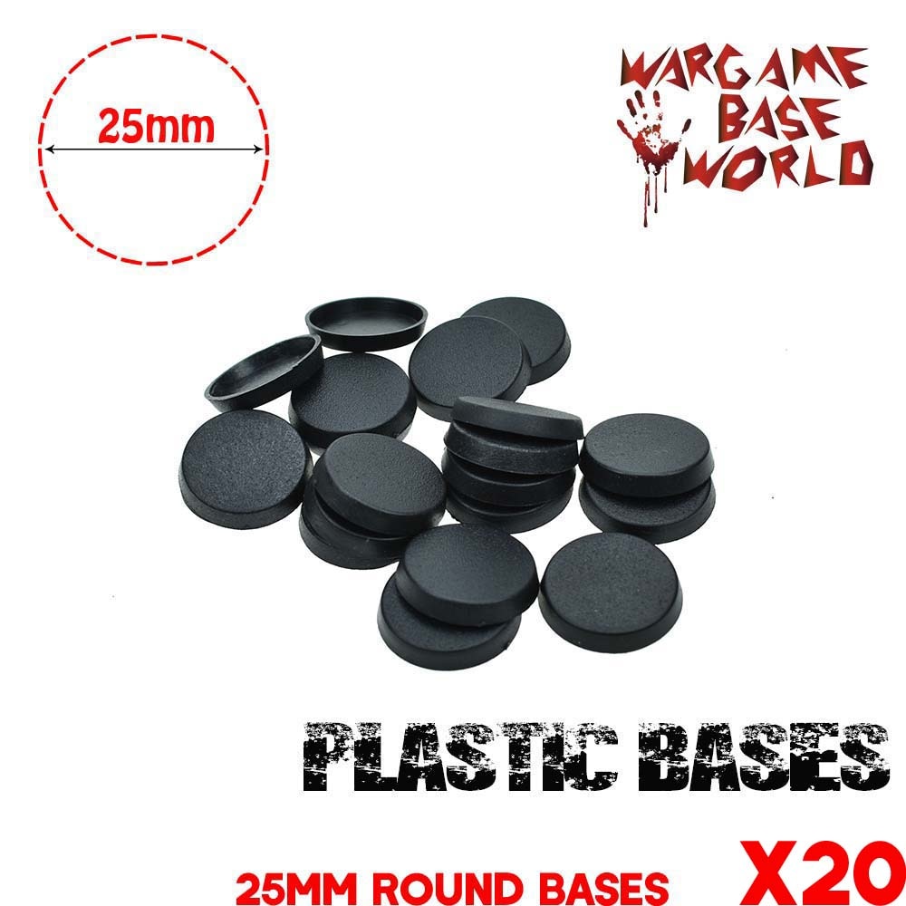20 stk 25mm runde baser til spil miniaturer plastbaser