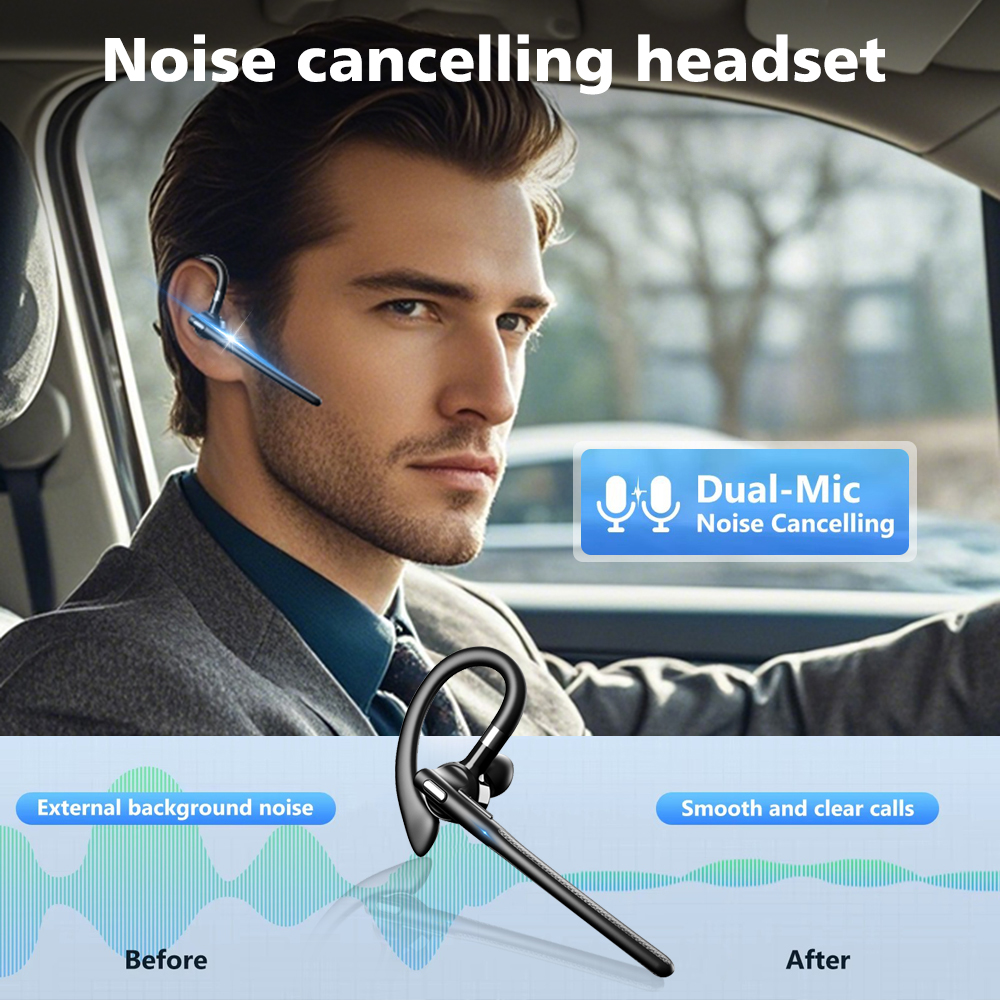 Bluetooth 5.4-hoofdtelefoon Draadloze headset Dubbele microfoon Mute CVC8.0 Ruisonderdrukkende hoofdtelefoon Handsfree hoofdtelefoon