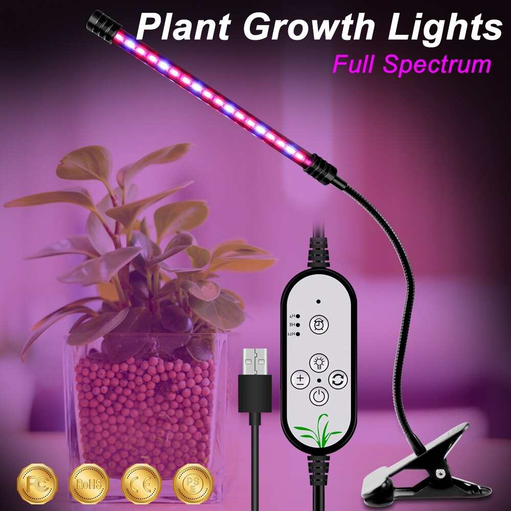 USB LED Grow Light 5V LED Grow Light Full Spectrum For Plants Lamp Aquarium For LED indoor Vegetable Flower seedling Grow Tent: 9W 1Heads