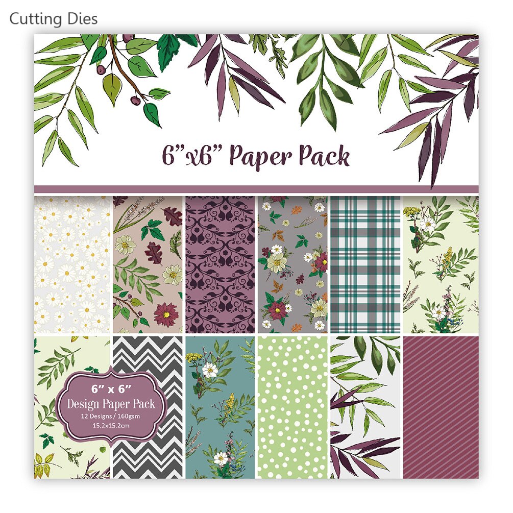 12 Sheets Art Flower Pattern Background Paper Crafts For Card Making DIY Scrapbooking Paper Decorations: 02