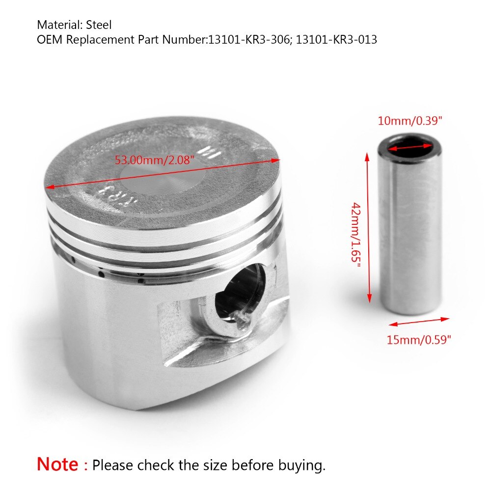 Areyourshop Motorcycle Bore Size STD 53mm Piston Kit For Honda Rebel CA 250 CMX250 +0.25,0.50,0.75,1.00 Motorcycle Accessories