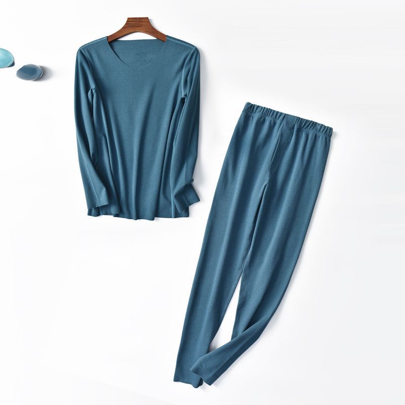 Herfst- en winterpak heren kationisch zelfverwarmend naadloos effen herfstkleding en lange broek tweedelig pak: 2 / Ik