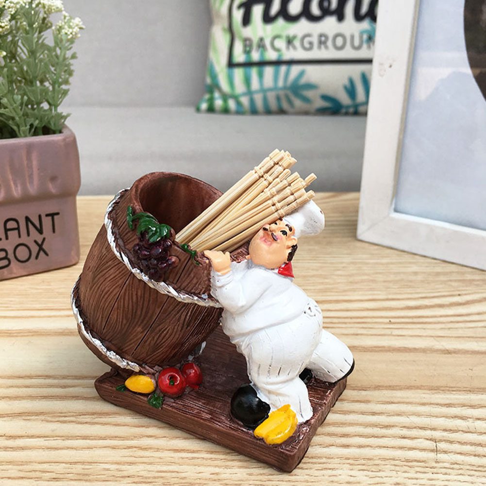 Restaurant Table Accessories Kitchen Home Decor Fat Chef Shape Toothpick Holder Storage Box Dispenser No Lid Resin Container
