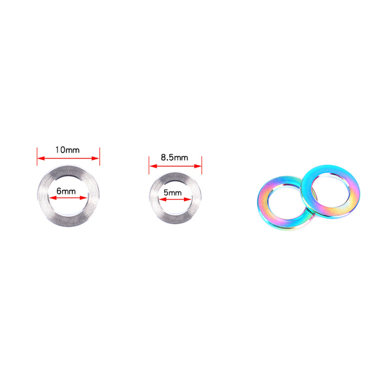 Titanium Ringenset M5 & M6 – 10 Stuks, Regenboogkleur, 6AL/4V Legering, Voor Fiets En Technische Toepassingen