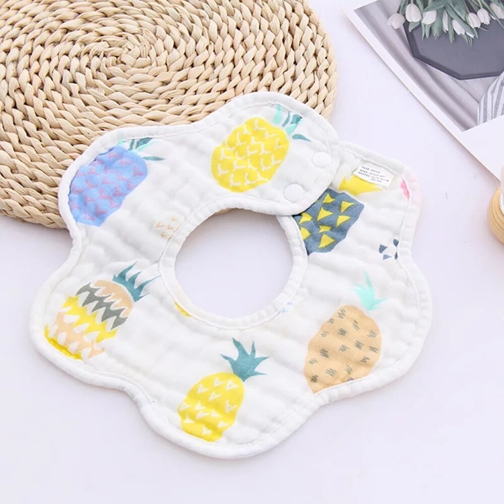 Waterproof Baby Bibs Kids Saliva Towel Flower Print Cotton Baby Boys Girl Bib 360 Degree Rotation Infant Bibs Burp Cloth: Pineapple