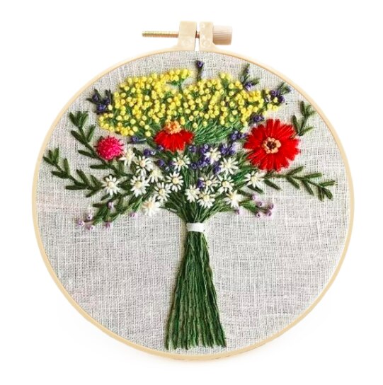 20x20cm Strauß Europäischen stickerei Bausatz einfache drei-dimensionale stickerei Band Bausatz stickerei Hand: Strauß in Hand F
