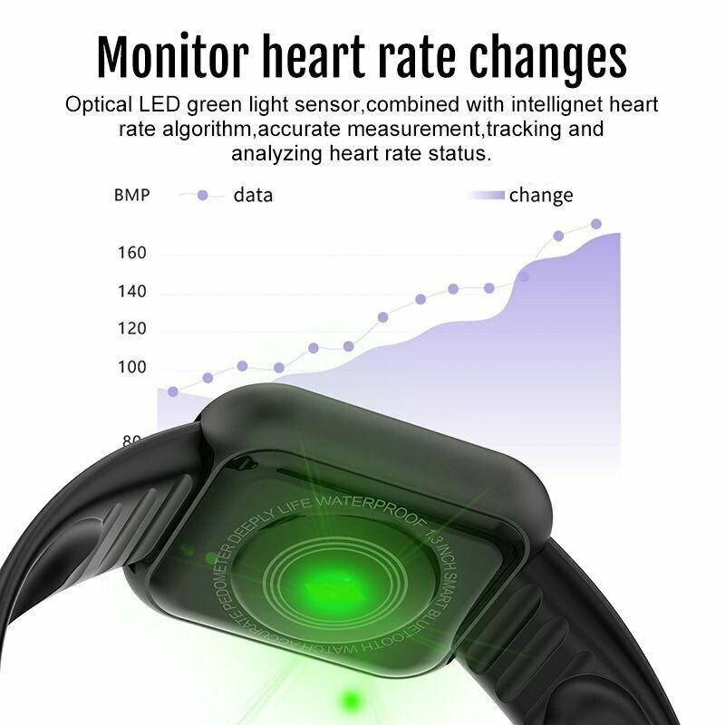 Nuovo Y68 Smart Watch Schermo a colori Conteggio passi Modalità multi sport Promemoria messaggio Fotografia Musica Telecomando Smart Band