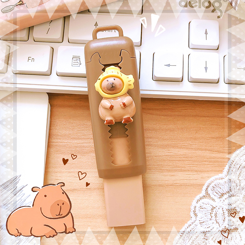 Kawaii papeterie esthétique papeterie fournitures de bureau articles scolaires pour enfants gomme mignon Capybara gomme drôle caoutchouc: YELLOW