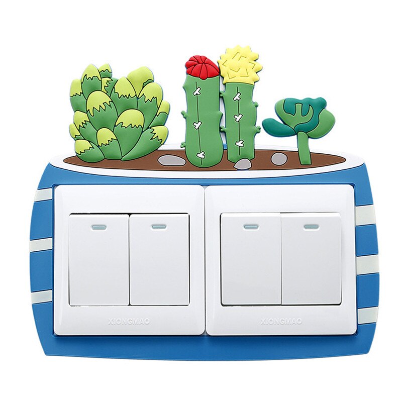 Cartoon Cactus Kinderen Room Decor Fluorescerende Muur Siliconen aan-uit Dubbele Schakelaar Lichtgevende Lichtschakelaar Outlet 3D Sticker: type 6