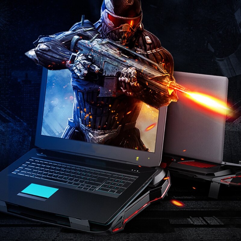 Rgb gaming laptop kjøligere justerbar bærbar stativ 3000 rpm kraftig luftstrøm kjølepute for 12-17 tommers bærbar pc