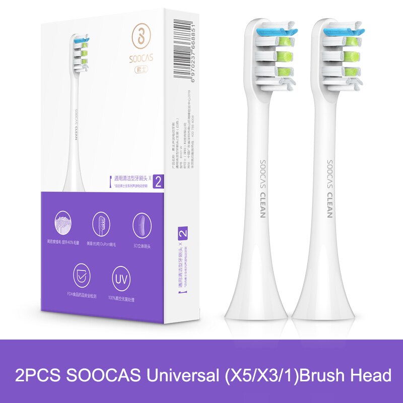 Soocas x3 x1 x5 udskiftning af tandbørstehoveder til xiaomi mijia soocare x1 x3 sonisk elektrisk tandbørstehoved originale dysedyser: Hvid
