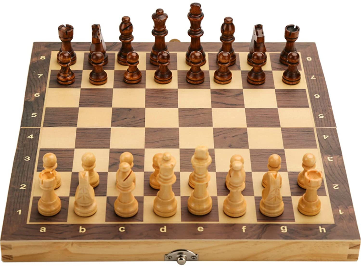 39x39CM Magnetic Wooden Folding Chess Set with 2 Extra Queens Handmade Game Boards To Store Beginners Large Chess Board