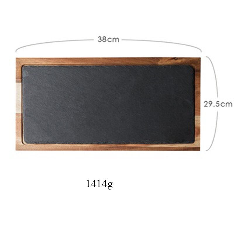 Solid Wood Tray Black Solid Wood Western Food Plate Rock Plate Acacia Wood Plate Western Food Japanese Food Plate Snack Dessert: Rectangle