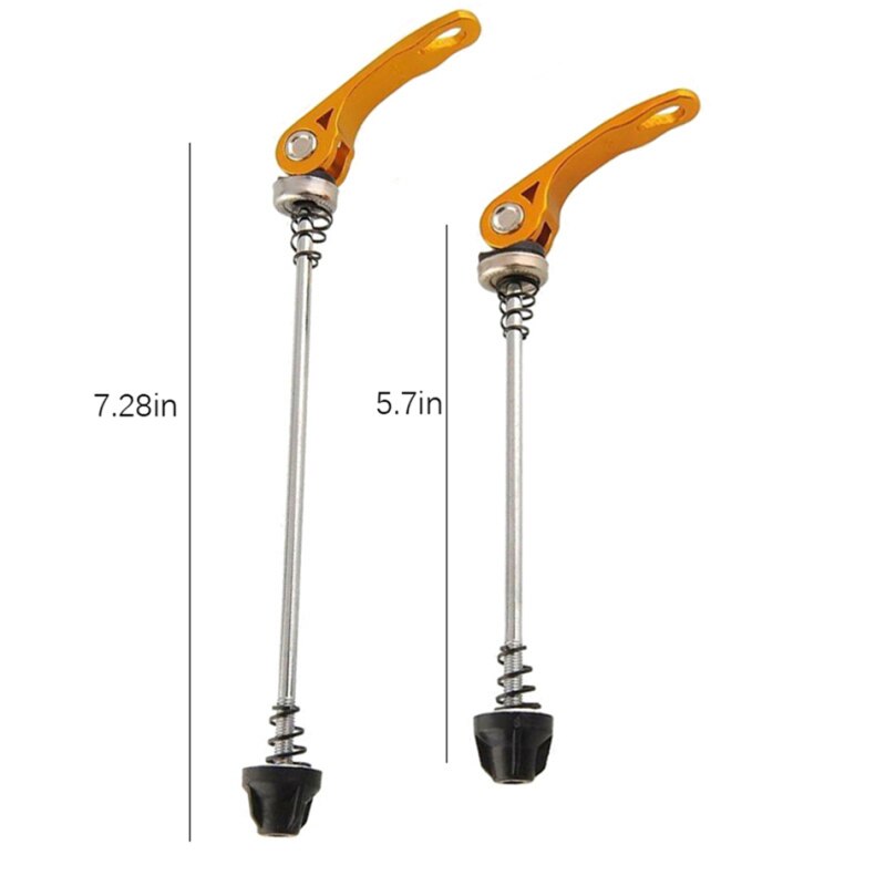 Durable Aluminium Alloy Road Bike Axis Skewers Ultralight MTB Bicycle Quick Release Front 145mm Rear 185mm Wheel Hub Skewers: Geel