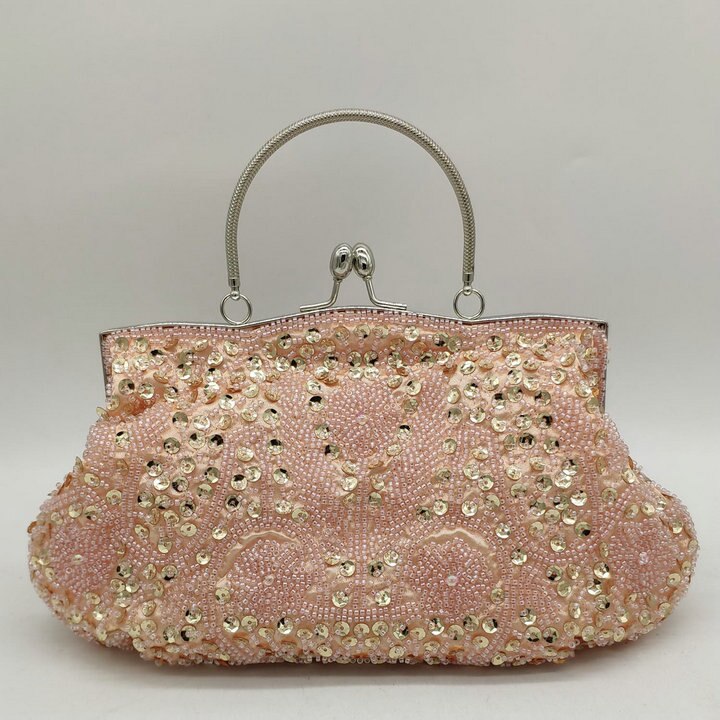 Boutique De Fgg Frame Vrouwen Formele Kralen Avond Portemonnees En Handtassen Bridal Pailletten Clutch Bag Cocktail Party Bag: 0760-CHAM
