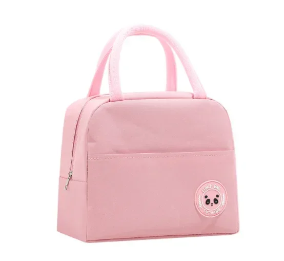 Cartoon Lunch Bag Portable Insulated Thermal Lunch Box Picnic Supplies Bags Milk Bottle For Women Girl Kids Children: GRAY