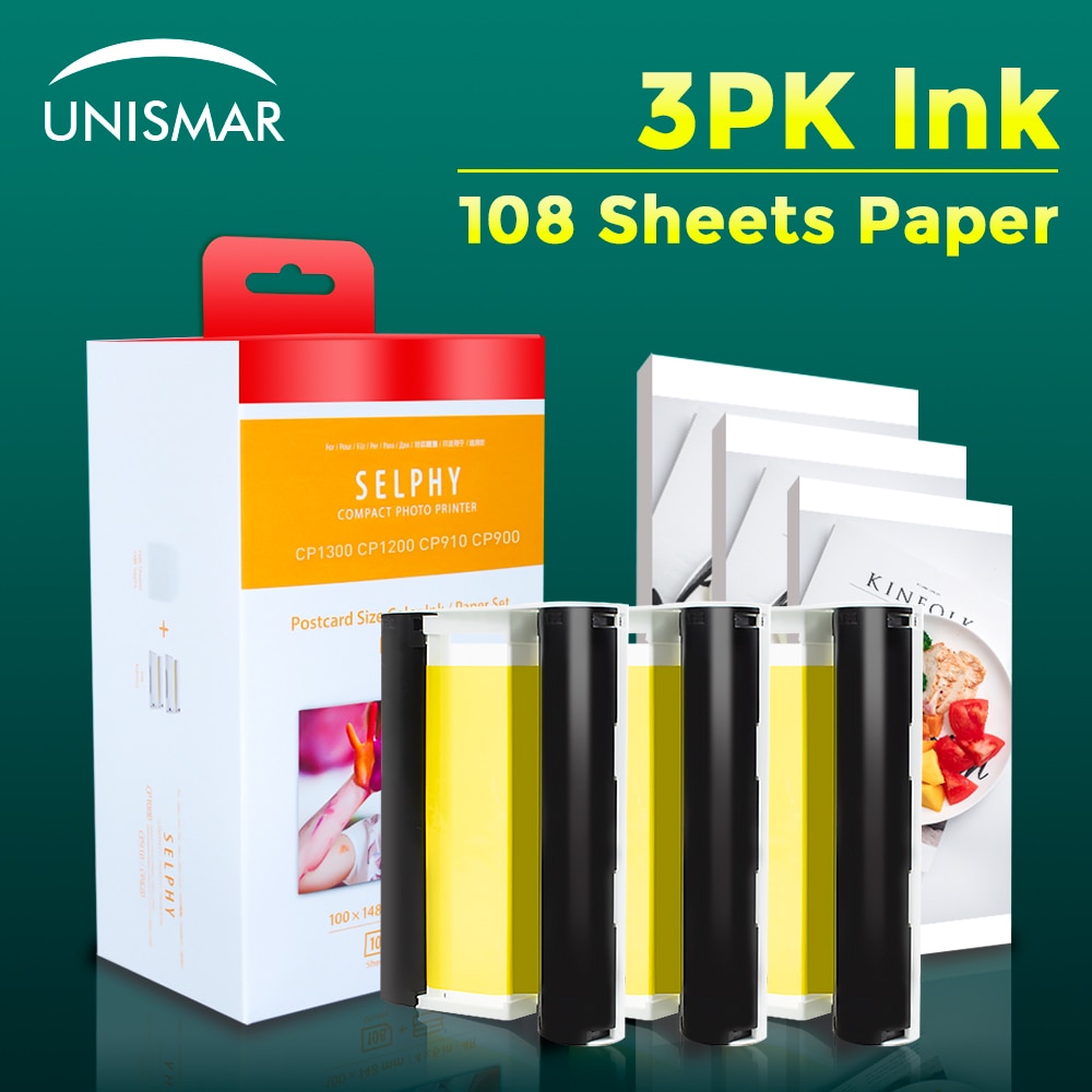 Papel de tinta de Color para impresora Canon Selphy, KP-36IN de 6 pulgadas, CP1200, CP1300, CP910, CP900, KP-108IN, 3 uds.
