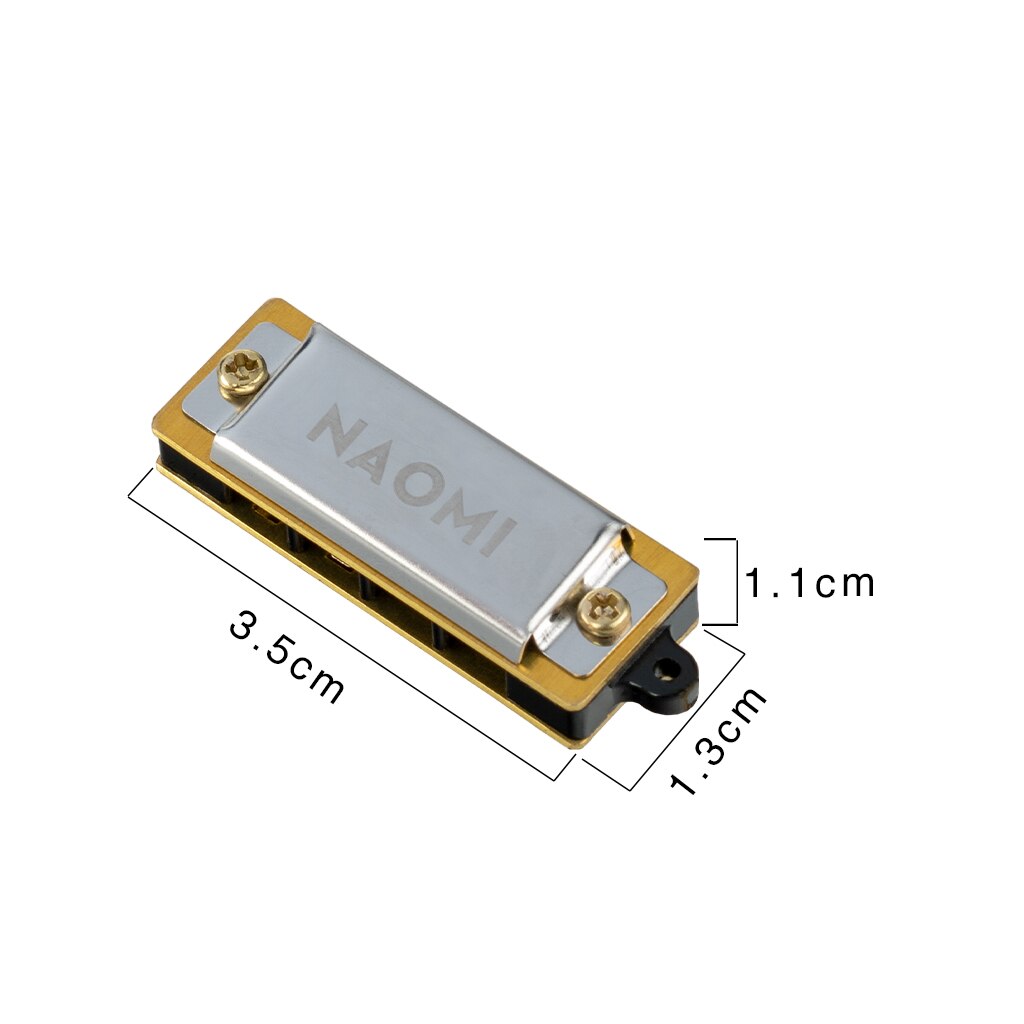 NAOMI 5-Piece Mini Harmonica Set - Key of C - 4 Holes - Brass Reed - Stainless Steel Cover - Tremolo