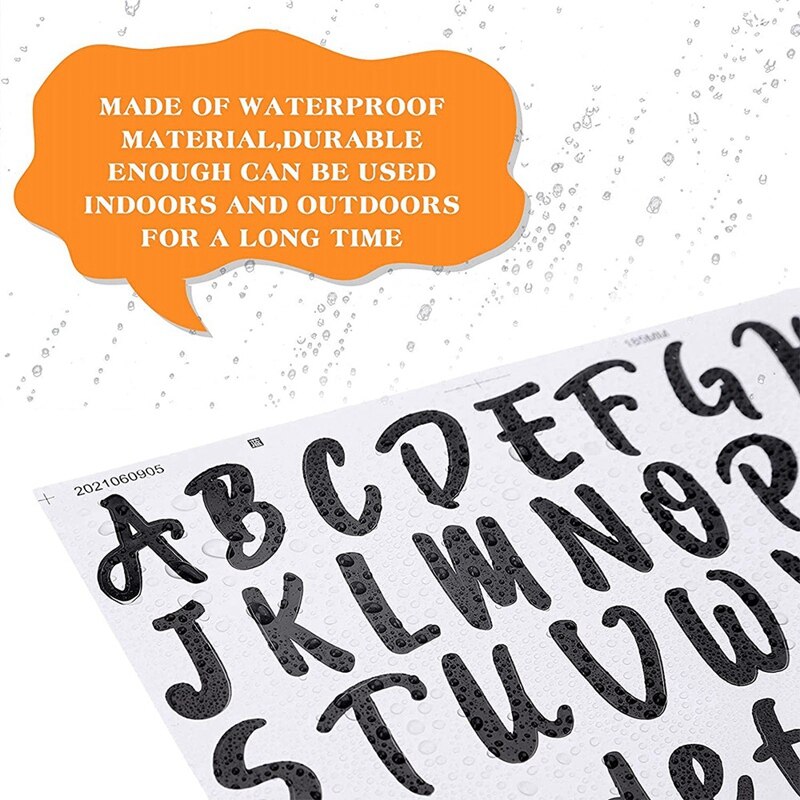 1080 Stuks 15 Vellen Zelfklevend Vinyl Brief Aantallen Stickers Zwarte Waterdichte Mailbox Nummers Sticker Letters