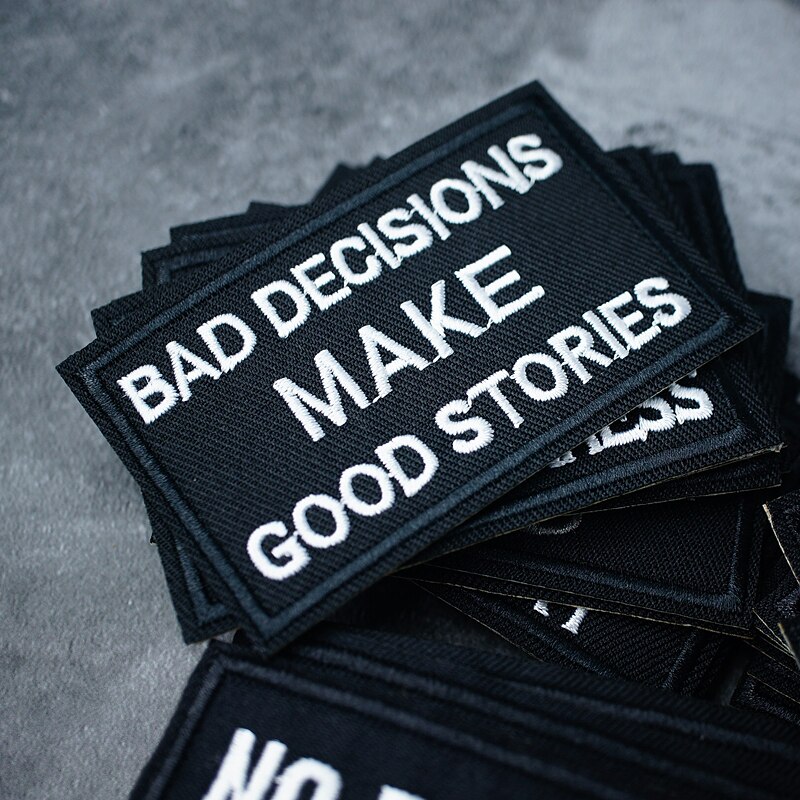 Black And White Text DIY Cloth Iron On Embroidered Badges Patches For Clothes Stickers Humorous Sentence
