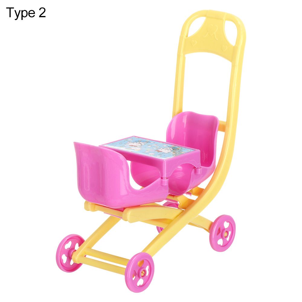 Baby Stroller for Dolls Dollhouse Furniture accessories Infant Carriage Trolley Nursery Model Girls Doll house Play Toys: Navy Blue
