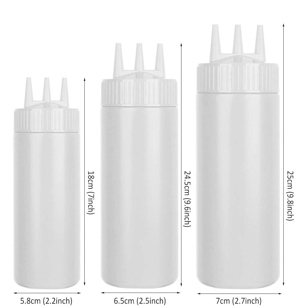 3 Hole Squeeze Bottle Plastic Oil Vinegar Bottles Condiment Dispenser Sauce Bottle Ketchup Salad Cruet Can Kitchen Gadgets