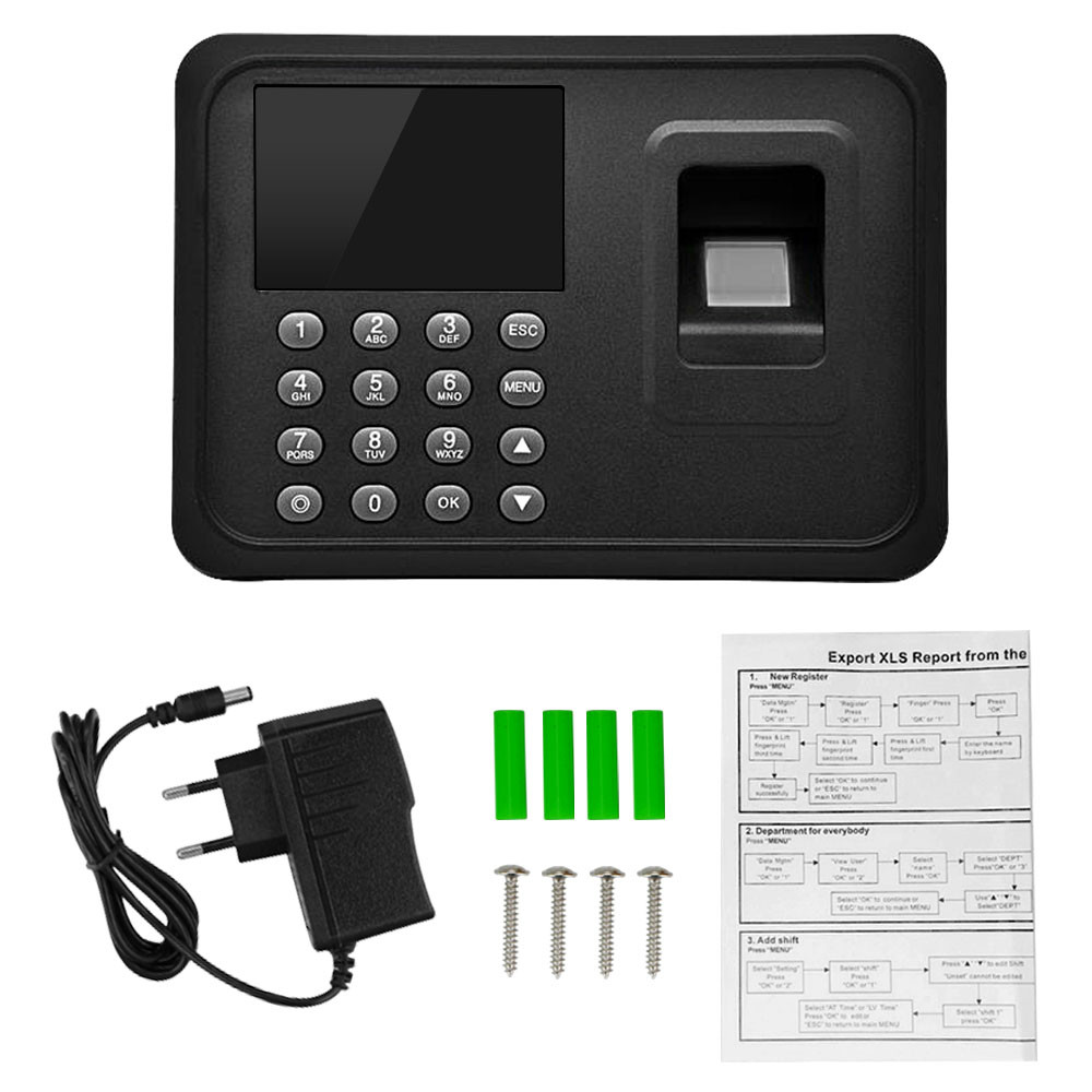 2.4inch USB Biometric Fingerprint Time Attendance Machine Finger print Time Clock Device Employee Office Check-in Recorder A6
