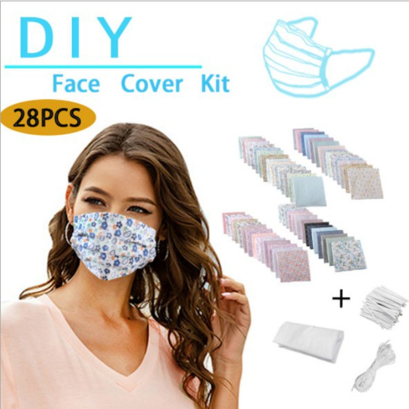 28 Stuks Niet-geweven Materiaal Maken Gezichtsmasker Mond Maskers Diy Masker Kit Masker Touw Elastische Band Oor Touw neus Bridge Clips Zelfgemaakte Masker