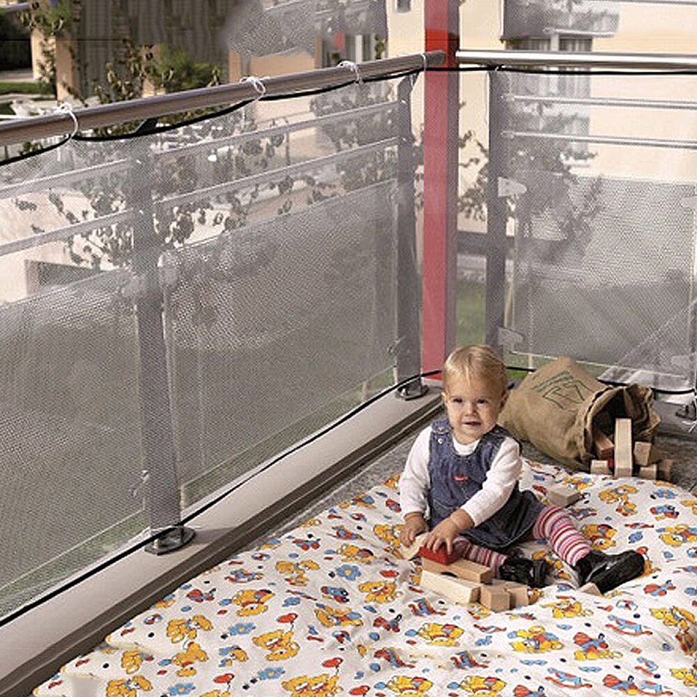 Valla de seguridad para escaleras, malla gruesa y resistente para bebés y niños, para balcón