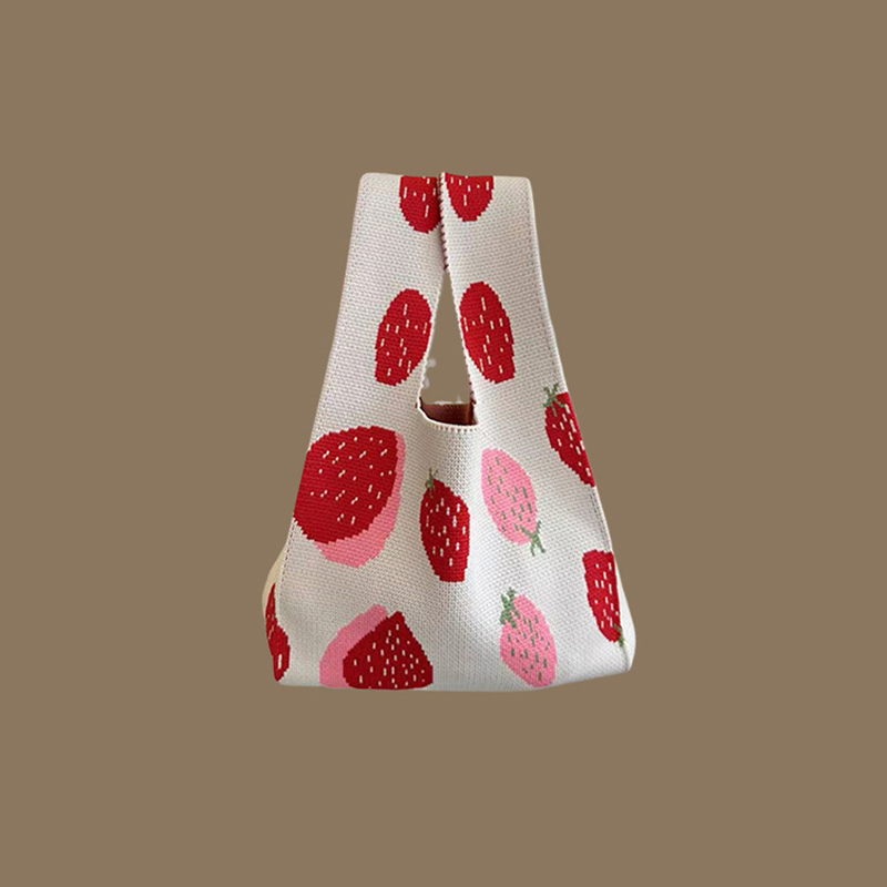 Mini bolso de muñeca con nudo para mujer, bolsos de mano de punto hechos a mano, bolso de mano informal coreano, bolsos de compras reutilizables