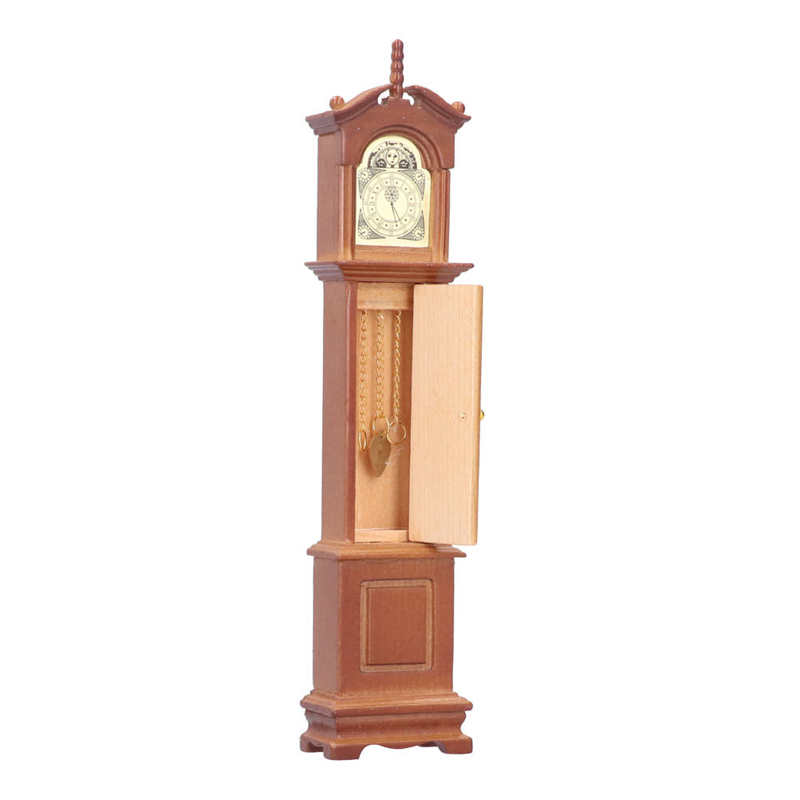 miniatures Dollhouse 1/12 Dollhouse Miniature Grandfather Clock Wooden Mini Model Furniture Accessory Cute For Kid Children