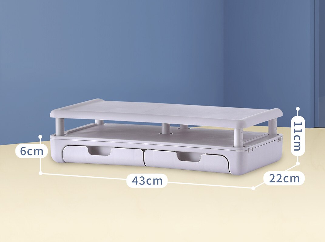 Monitor Stand Computer Plank Base Plastic Monitor Riser Bureau Opslag Rack Met Lade Computer Stand Verstelbare Monitor Houder: Gray w drawer
