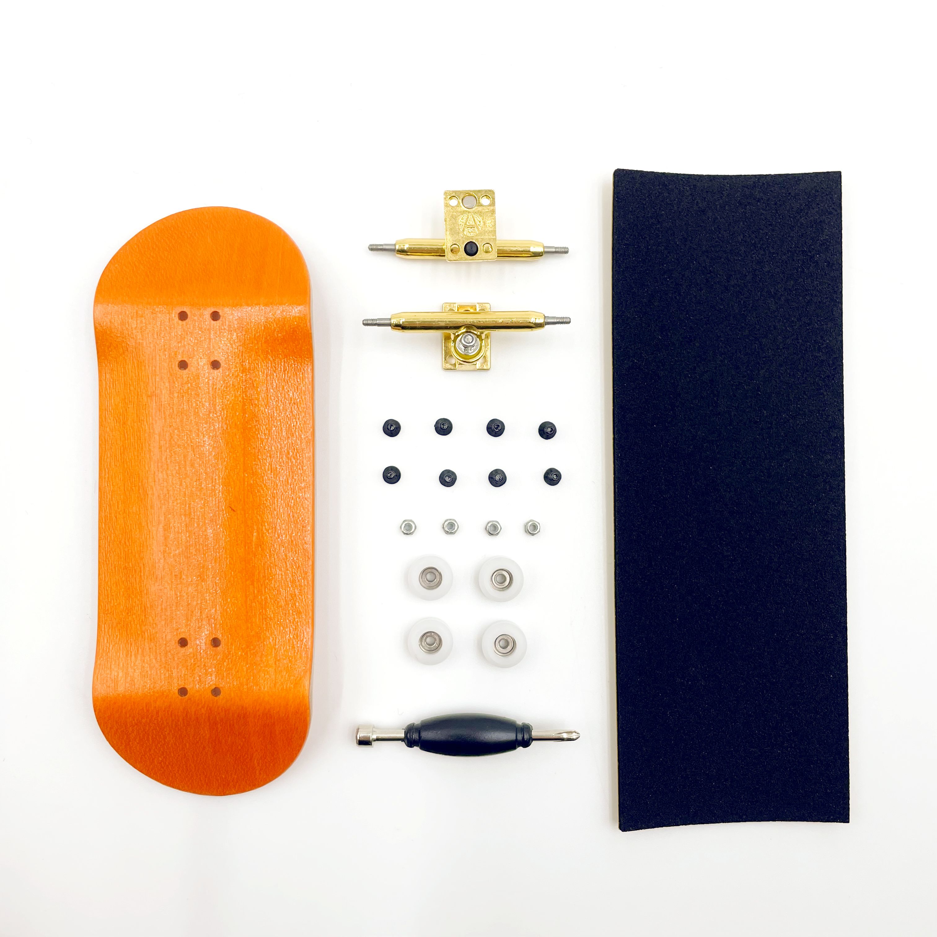 34mm Complete Fingerboard Handmade Deck Single Axle Truck CNC Bearing Wheels: Orange