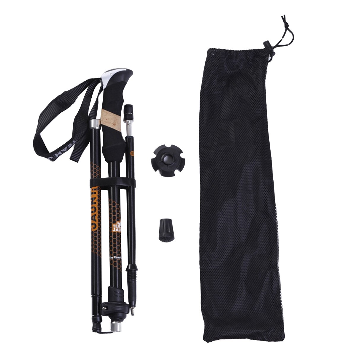 Alpenstock, Portable Adjustable Aluminium Alloy Walking Stick Trekking Pole for Mountaineering, Black