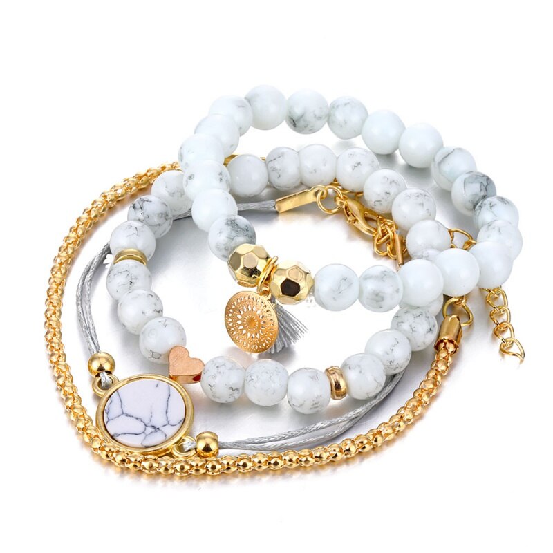New hand-woven tassel bracelet set female new gray rope chain bracelet jewelry Christmas gift