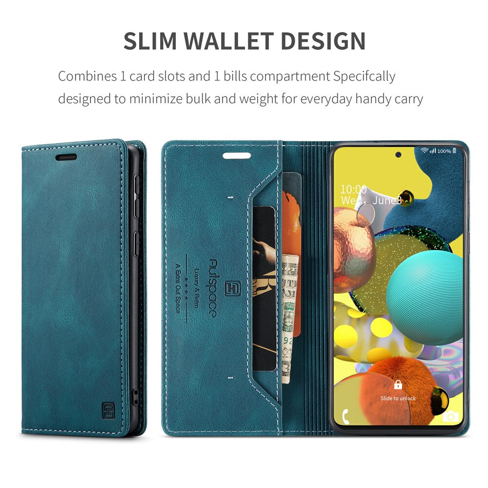 Funda de cuero con tapa para Samsung Galaxy A51, carcasa de lujo con tarjetero magnético para Galaxy A71, 4G