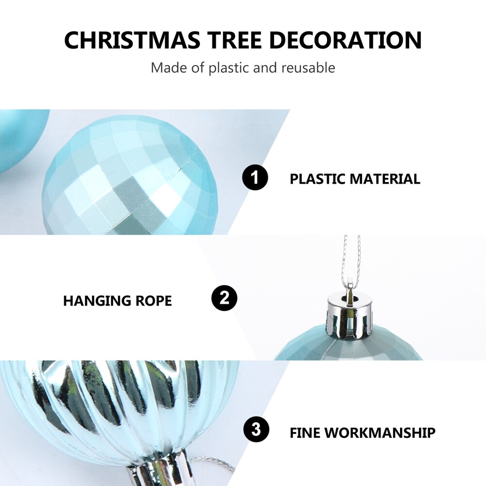 20 pçs árvore de natal bolas penduradas bolas de natal ornamentos delicado azul criativo decoração bola de plástico para decoração de natal