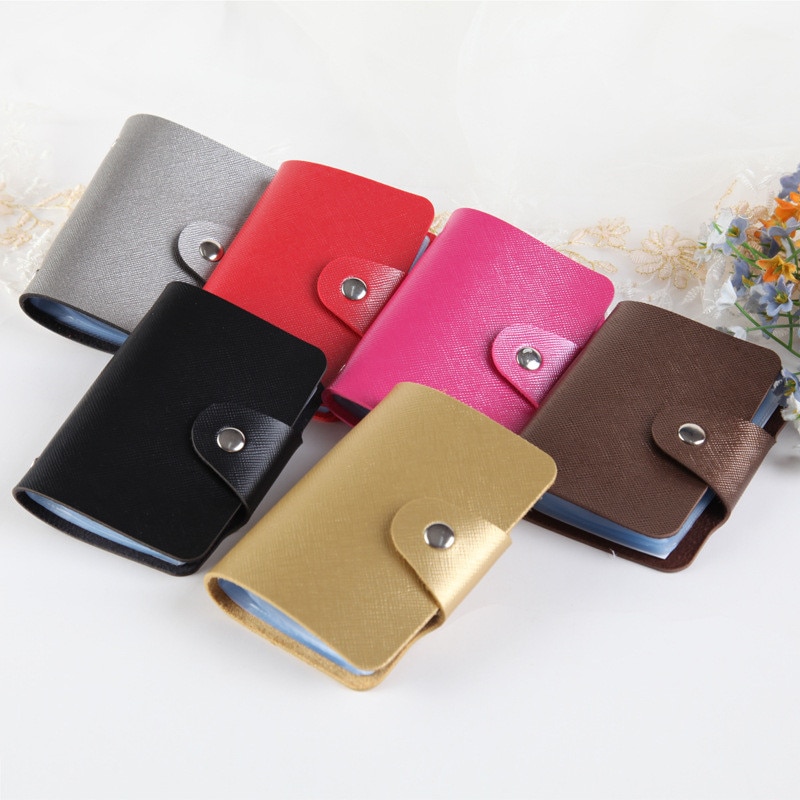 Waterproof Leather Function 24/12 Bits Card Case Business Card Holder Men Women Credit Passport Card Bag ID Passport Card Wallet